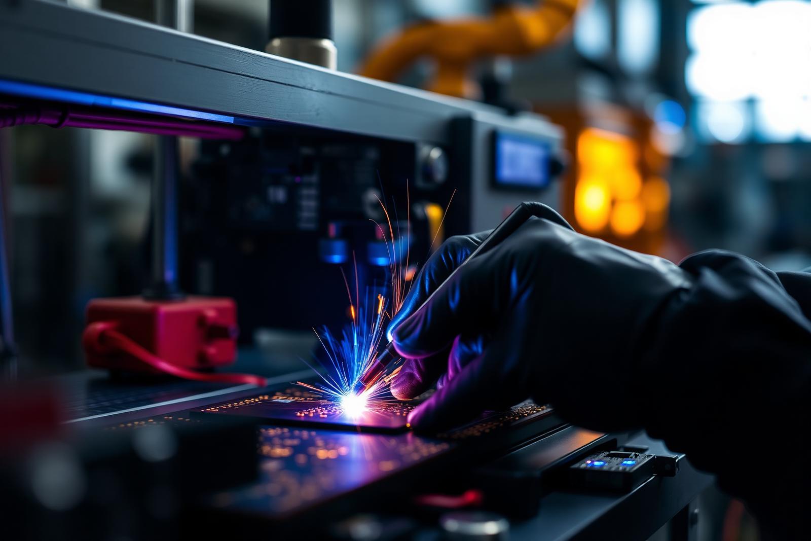 Precision plastic welding on a printed circuit board